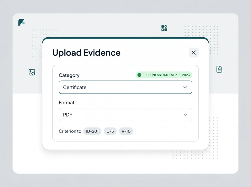 Evidence Management · structured uploads and document taxonomy